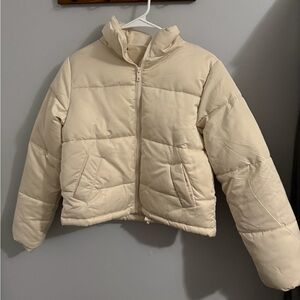 No Boundaries Women's Beige Puffer Jacket